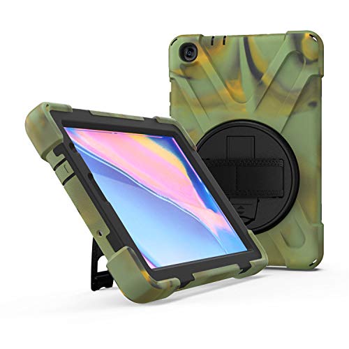 JZ 360 Degrees Kickstand Hülle Cover Compatible with Galaxy Tab A 10.1 2019 (SM-T510/T515/T517) Stand Hülle with Wrist Strap and Shoulder Strap - Camouflage von JZ