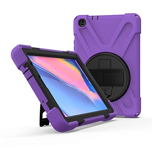JZ 360 Degrees Kickstand Hülle Cover Compatible with Galaxy Tab A 10.1 2019 (SM-T510/T515/T517) Stand Hülle with Wrist Strap and Shoulder Strap - Purple von JZ