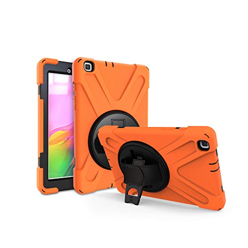 JZ 360 Degrees Kickstand Hülle Cover Compatible with Galaxy Tab A 8.0 2019 (SM-T290,T295) Stand Hülle with Wrist Strap and Shoulder Strap - Orange von JZ