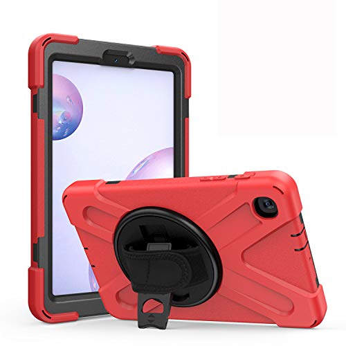 JZ 360 Degrees Kickstand Hülle Cover Compatible with Galaxy Tab A 8.4 2020 (SM-T307) Stand Hülle with Wrist Strap and Shoulder Strap - Red von JZ