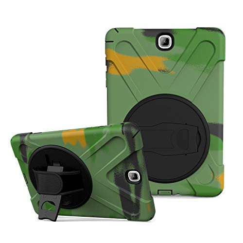 JZ 360 Degrees Kickstand Hülle Cover Compatible with Galaxy Tab A 9.7 2015 (SM-T550) Stand Hülle with Wrist Strap and Shoulder Strap - Camouflage von JZ