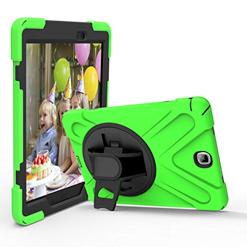JZ 360 Degrees Kickstand Hülle Cover Compatible with Galaxy Tab A 9.7 2015 (SM-T550) Stand Hülle with Wrist Strap and Shoulder Strap - Green von JZ