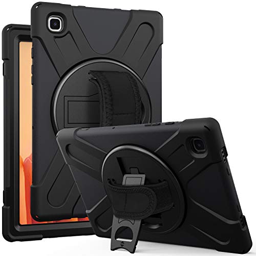 JZ 360 Degrees Kickstand Hülle Cover Compatible with Galaxy Tab A7 10.4 2020 (SM-T500/T505/T507) Stand Hülle with Wrist Strap and Shoulder Strap - Black von JZ