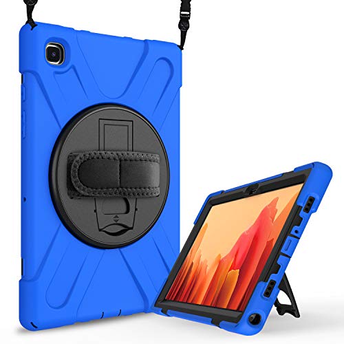 JZ 360 Degrees Kickstand Hülle Cover Compatible with Galaxy Tab A7 10.4 2020 (SM-T500/T505/T507) Stand Hülle with Wrist Strap and Shoulder Strap - Blue von JZ