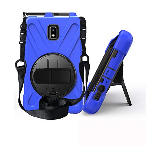 JZ 360 Degrees Kickstand Hülle Cover Compatible with Galaxy Tab Active 2 (SM-T390,T395,T397) Stand Hülle with Wrist Strap and Shoulder Strap - Blue von JZ