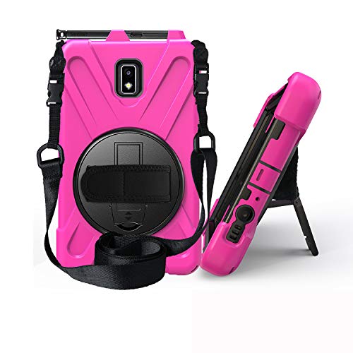 JZ 360 Degrees Kickstand Hülle Cover Compatible with Galaxy Tab Active 2 (SM-T390,T395,T397) Stand Hülle with Wrist Strap and Shoulder Strap - Hot Pink von JZ