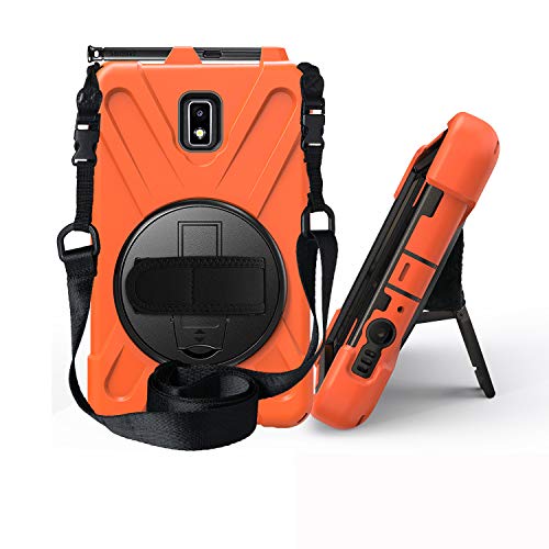 JZ 360 Degrees Kickstand Hülle Cover Compatible with Galaxy Tab Active 2 (SM-T390,T395,T397) Stand Hülle with Wrist Strap and Shoulder Strap - Orange von JZ