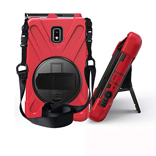 JZ 360 Degrees Kickstand Hülle Cover Compatible with Galaxy Tab Active 2 (SM-T390,T395,T397) Stand Hülle with Wrist Strap and Shoulder Strap - Red von JZ