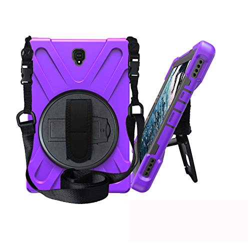 JZ 360 Degrees Kickstand Hülle Cover Compatible with Galaxy Tab S4 10.5 (SM-T830,T835,T837) Stand Hülle with Wrist Strap and Shoulder Strap - Purple von JZ