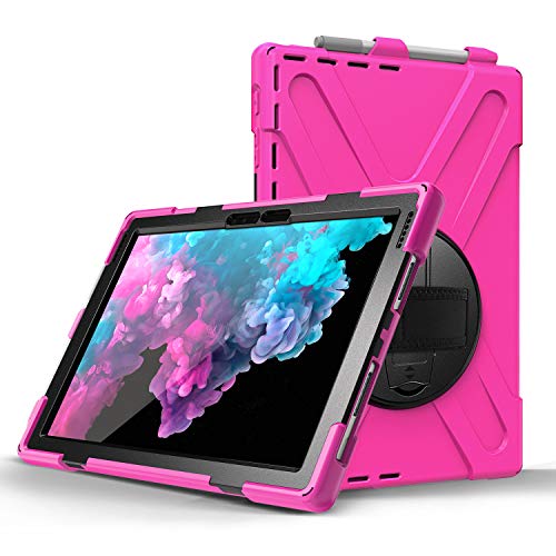 JZ 360 Degrees Kickstand Hülle Cover Compatible with Microsoft Surface Pro 7/6/5/4 Stand Hülle with Wrist Strap,Shoulder Strap and Pencil Holder - Hot Pink JZ 360 Degrees Kickstand Hülle Cover Compatible with Microsoft Surface Pro 7/6/5/4 Stand Hülle with Wrist Strap,Shoulder Strap and Pencil Holder - Hot Pink von JZ