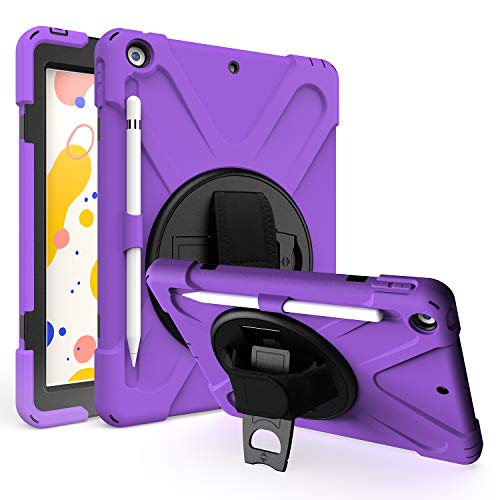 JZ 360 Degrees Kickstand Hülle Cover Compatible with New for 10.2 inch (2019/2020) Stand Hülle with Wrist Strap,Shoulder Strap and Pencil Holder - Purple von JZ