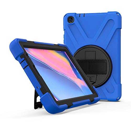 JZ 360 Degrees Kickstand Hülle Cover Compatible with Galaxy Tab A 10.1 2019 (SM-T510/T515/T517) Stand Hülle with Wrist Strap and Shoulder Strap - Blue von JZ