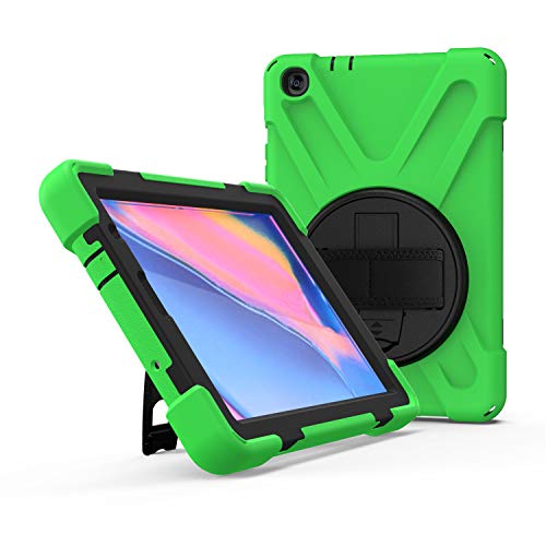 JZ 360 Degrees Kickstand Hülle Cover Compatible with Samsung Galaxy Tab A 10.1 2019 (SM-T510/T515/T517) Stand Hülle with Wrist Strap and Shoulder Strap - Green von JZ