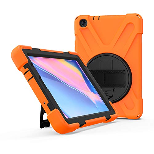 JZ 360 Degrees Kickstand Hülle Cover Compatible with Samsung Galaxy Tab A 10.1 2019 (SM-T510/T515/T517) Stand Hülle with Wrist Strap and Shoulder Strap - Orange von JZ
