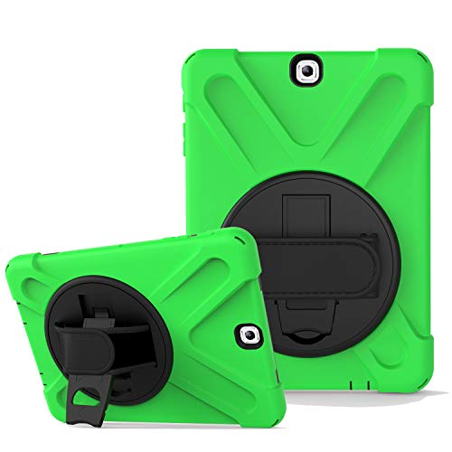 JZ 360 Degrees Kickstand Hülle Cover Compatible with Samsung Galaxy Tab A 8.0 2018 (SM-T387) Stand Hülle with Wrist Strap and Shoulder Strap - Green von JZ