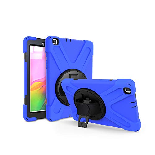 JZ 360 Degrees Kickstand Hülle Cover Compatible with Samsung Galaxy Tab A 8.0 2019 (SM-T290,T295) Stand Hülle with Wrist Strap and Shoulder Strap - Blue von JZ