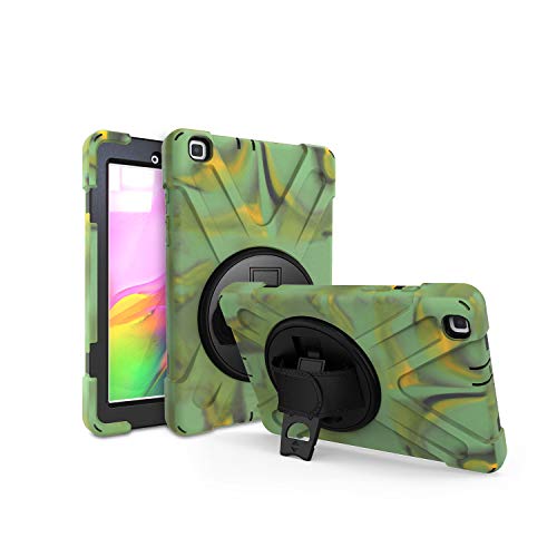 JZ 360 Degrees Kickstand Hülle Cover Compatible with Galaxy Tab A 8.0 2019 (SM-T290,T295) Stand Hülle with Wrist Strap and Shoulder Strap - Camouflage von JZ