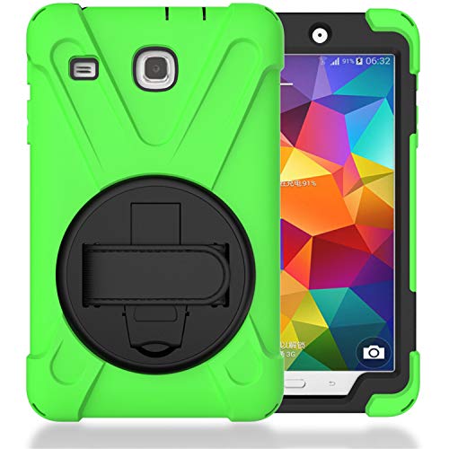 JZ 360 Degrees Kickstand Hülle Cover Compatible with Samsung Galaxy Tab E 8.0 2016 (SM-T377,T375) Stand Hülle with Wrist Strap and Shoulder Strap - Green von JZ