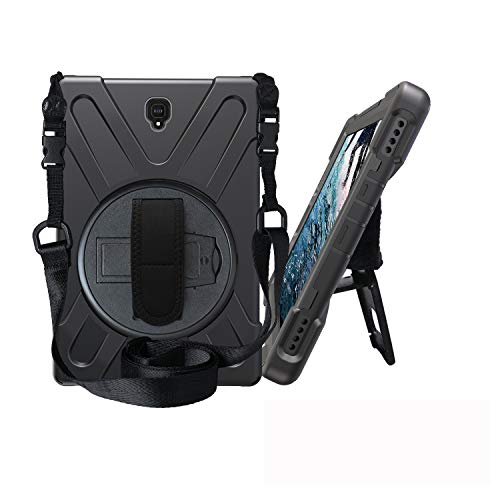JZ 360 Degrees Kickstand Hülle Cover Compatible with Galaxy Tab S4 10.5 (SM-T830,T835,T837) Stand Hülle with Wrist Strap and Shoulder Strap - Black von JZ