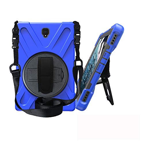 JZ 360 Degrees Kickstand Hülle Cover Compatible with Galaxy Tab S4 10.5 (SM-T830,T835,T837) Stand Hülle with Wrist Strap and Shoulder Strap - Blue von JZ