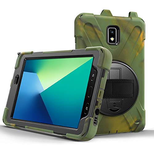 JZ 360 Degrees Kickstand Hülle Cover Compatible with Galaxy Tab S4 10.5 (SM-T830,T835,T837) Stand Hülle with Wrist Strap and Shoulder Strap - Camouflage von JZ