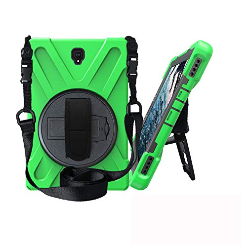 JZ 360 Degrees Kickstand Hülle Cover Compatible with Samsung Galaxy Tab S4 10.5 (SM-T830,T835,T837) Stand Hülle with Wrist Strap and Shoulder Strap - Green von JZ