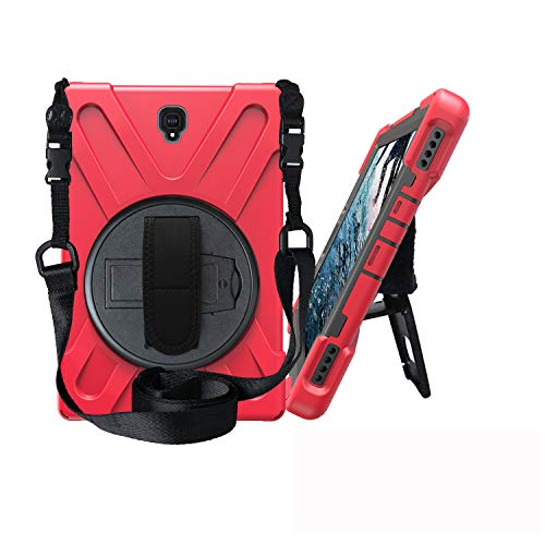 JZ 360 Degrees Kickstand Hülle Cover Compatible with Samsung Galaxy Tab S4 10.5 (SM-T830,T835,T837) Stand Hülle with Wrist Strap and Shoulder Strap - Red von JZ