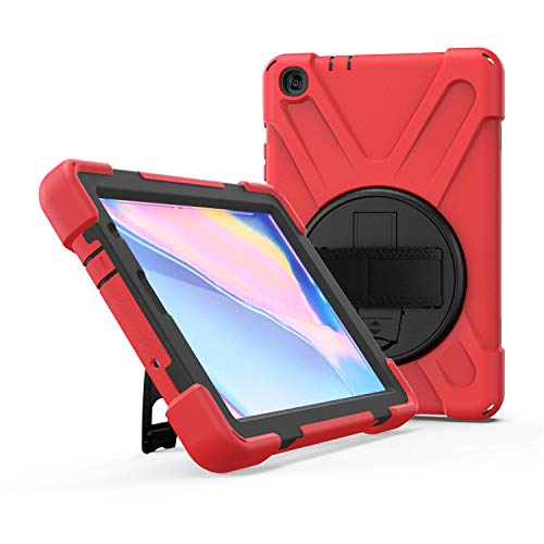 JZ 360 Degrees Kickstand Hülle Cover Compatible with Samsung Galaxy Tab S5e 10.5 2019 (SM-T720,T725,T727) Stand Hülle with Wrist Strap and Shoulder Strap - Red von JZ