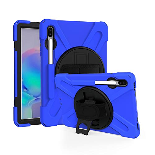 JZ 360 Degrees Kickstand Hülle Cover Compatible with Samsung Galaxy Tab S6 10.5 2020 (SM-T860/T865/T867) Stand Hülle with Wrist Strap,Shoulder Strap and Pencil Holder - Blue von JZ