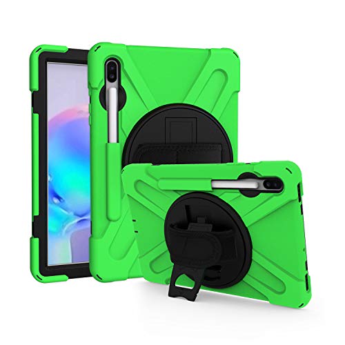 JZ 360 Degrees Kickstand Hülle Cover Compatible with Samsung Galaxy Tab S6 10.5 2020 (SM-T860/T865/T867) Stand Hülle with Wrist Strap,Shoulder Strap and Pencil Holder - Green von JZ