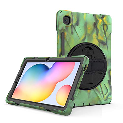 JZ 360 Degrees Kickstand Hülle Cover Compatible with Samsung Galaxy Tab S6 Lite 10.4 2020 (SM-P610/P615) Stand Hülle with Wrist Strap,Shoulder Strap and Pencil Holder - Camouflage von JZ