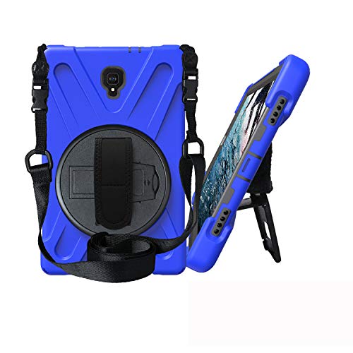 JZ 360 Degrees Kickstand Hülle Cover Compatible with for Galaxy Tab A 10.5 2019 (SM-T590,T595,T597) Stand Hülle with Wrist Strap and Shoulder Strap - Blue von JZ