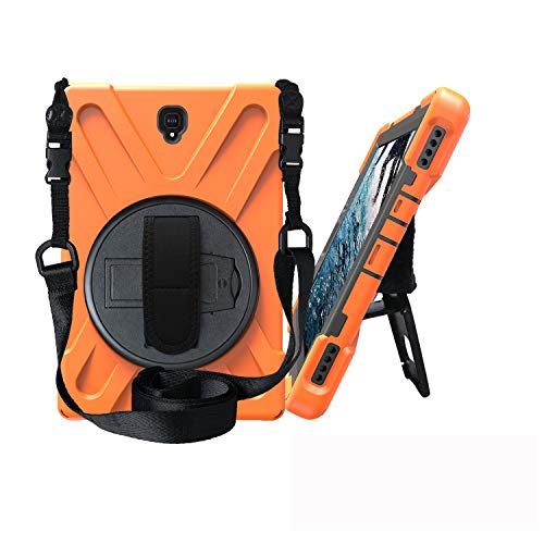 JZ 360 Degrees Kickstand Hülle Cover Compatible with for Galaxy Tab A 8.0 2017 (SM-T380,T385) Stand Hülle with Wrist Strap and Shoulder Strap - Orange von JZ