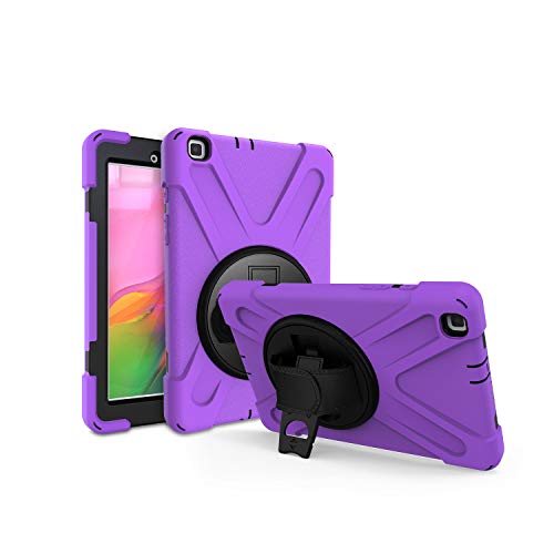JZ 360 Degrees Kickstand Hülle Cover Compatible with for Galaxy Tab A 8.0 2019 (SM-T290,T295) Stand Hülle with Wrist Strap and Shoulder Strap - Purple von JZ