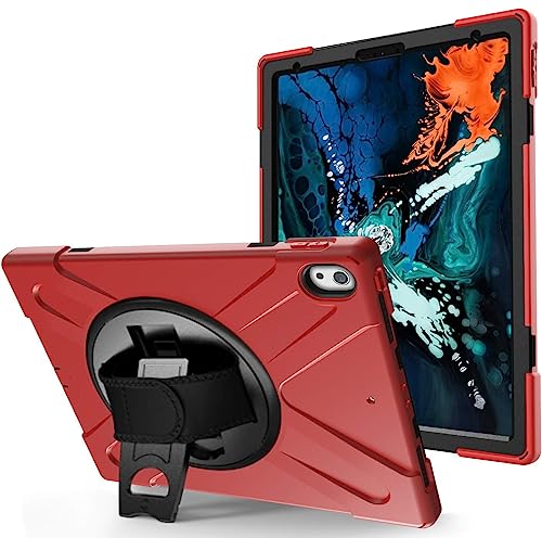 JZ 360 Degrees Kickstand Hülle Cover Compatible with for Pro 12.9 inch (2018,2020) Stand Hülle with Wrist Strap and Shoulder Strap - Red von JZ