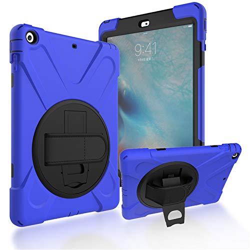 JZ 360 Degrees Kickstand Hülle Cover Compatible with for Pro 9.7 inch (2016) Stand Hülle with Wrist Strap and Shoulder Strap - Blue von JZ