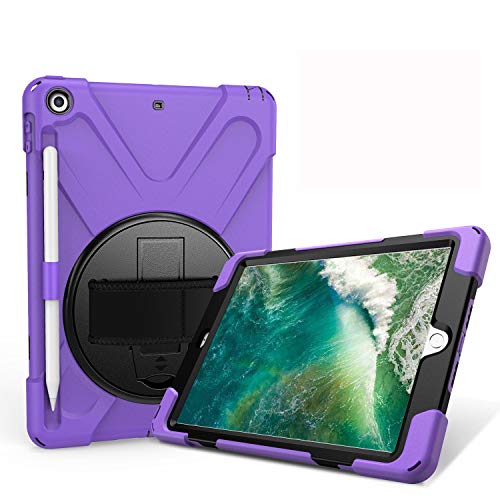 JZ 360 Degrees Kickstand Hülle Cover Compatible with for Pro 9.7 inch (2016) Stand Hülle with Wrist Strap and Shoulder Strap - Purple von JZ