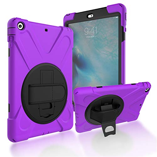 JZ 360 Degrees Kickstand Hülle Cover Compatible with iPad 2/3/4 Stand Hülle with Wrist Strap and Shoulder Strap - Purple von JZ