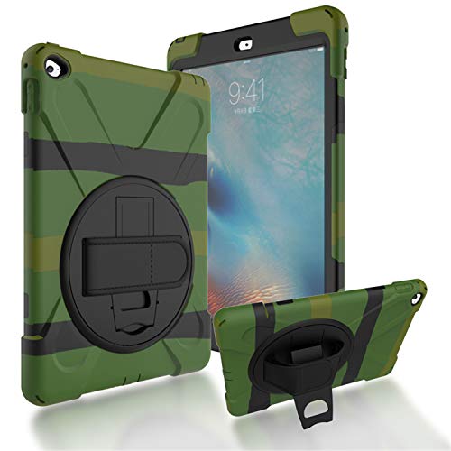 JZ 360 Degrees Kickstand Hülle Cover Compatible with iPad Air 2 Stand Hülle with Wrist Strap and Shoulder Strap - Camouflage von JZ