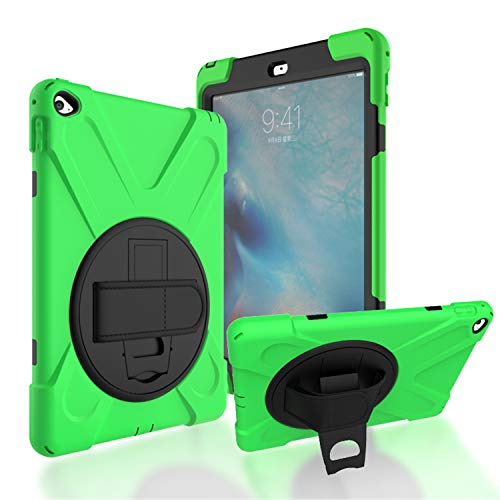 JZ 360 Degrees Kickstand Hülle Cover Compatible with iPad Air 2 Stand Hülle with Wrist Strap and Shoulder Strap - Green von JZ