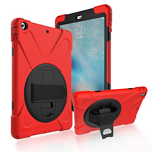 JZ 360 Degrees Kickstand Hülle Cover Compatible with iPad Mini 1/2/3 Stand Hülle with Wrist Strap and Shoulder Strap - Red von JZ