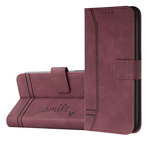 JZ 5 II [Smile Style][Skin Touch Feeling][Magnetic Buckle] PU Leather Fall für Sony Xperia 5 II Brieftasche Fall für Sony Xperia 5 II - Red von JZ