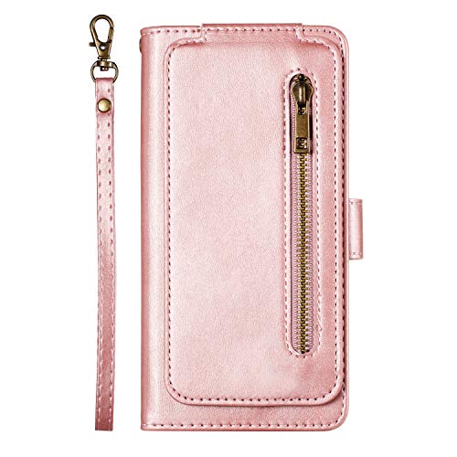 JZ [9 Card Holder Hülle for Für Samsung Galaxy S8 Plus / S8+ Zipper Design PU Leather Wallet Flip Cover - Pink von JZ