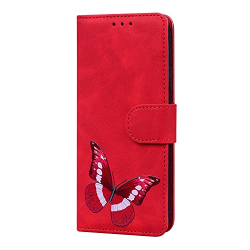 JZ A92 Fall für Oppo A52,[Butterfly][Flip Kickstand][Magnetic Buckle][Skin Touch Feeling] Wallet Fall für Oppo A52/A92/A72 Case - Red von JZ