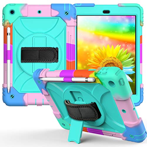 JZ Bicolor Rotating Bracket Hülle for 10.2 inch (2019/2020) Stand Hülle with Wrist Strap,Shoulder Strap and Pencil Holder - Colour + Baby Green von JZ