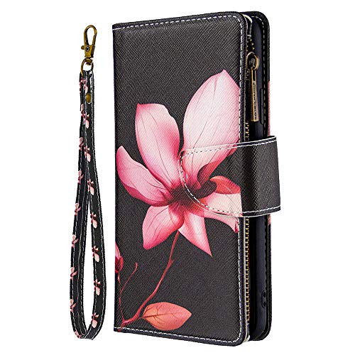 JZ Galaxy Note10 Lite 9 Card Holder Painted Zipper Wallet Hülle for Für Samsung Note10 Lite / A81 Flip Cover - Lotus von JZ