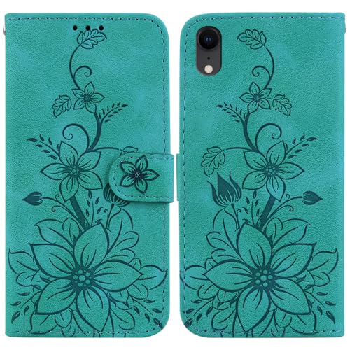 JZ [Lily[Kickstand Flip][Handschlaufe][PU Leder] - Geldbörse Fall für iPhone XR Case - Green von JZ