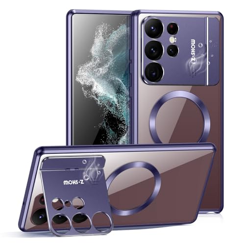 JZ Magnetisch Fall für Samsung Galaxy S22 Ultra S22U Ultra Case - Unsichtbare Halterung Kickstand Fall mit Duft Aroma Slim Stoßfeste Telefon Abdeckung-Purple von JZ