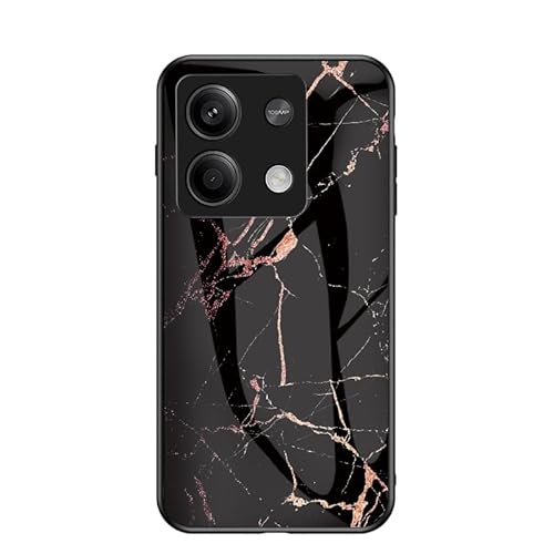 JZ Marble Glass Handyhülle,Red mi Note 13 Case Marble Brilliant Shockof Soft Silicone Rubber TPU Bumper Cover Telefon Zurück Fall für Red mi Note 13 - Gold Black Marble von JZ