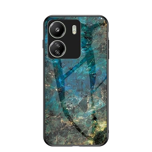 JZ Marble Glass Handyhülle,Redmi 13C 4G / Poco C65 Case Marble Brilliant Shockof Soft Silicone Rubber TPU Bumper Cover Telefon Zurück Fall für Redmi 13C 4G / Poco C65 - Emerald Marble von JZ